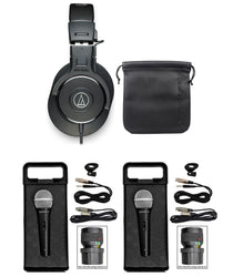 ATH-M30X Studio Headphones & Two RMC-XLR Handheld Microphones Bundle
