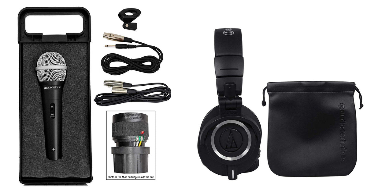ATH-M50X Studio Headphones & RMC-XLR Handheld Microphone Bundle