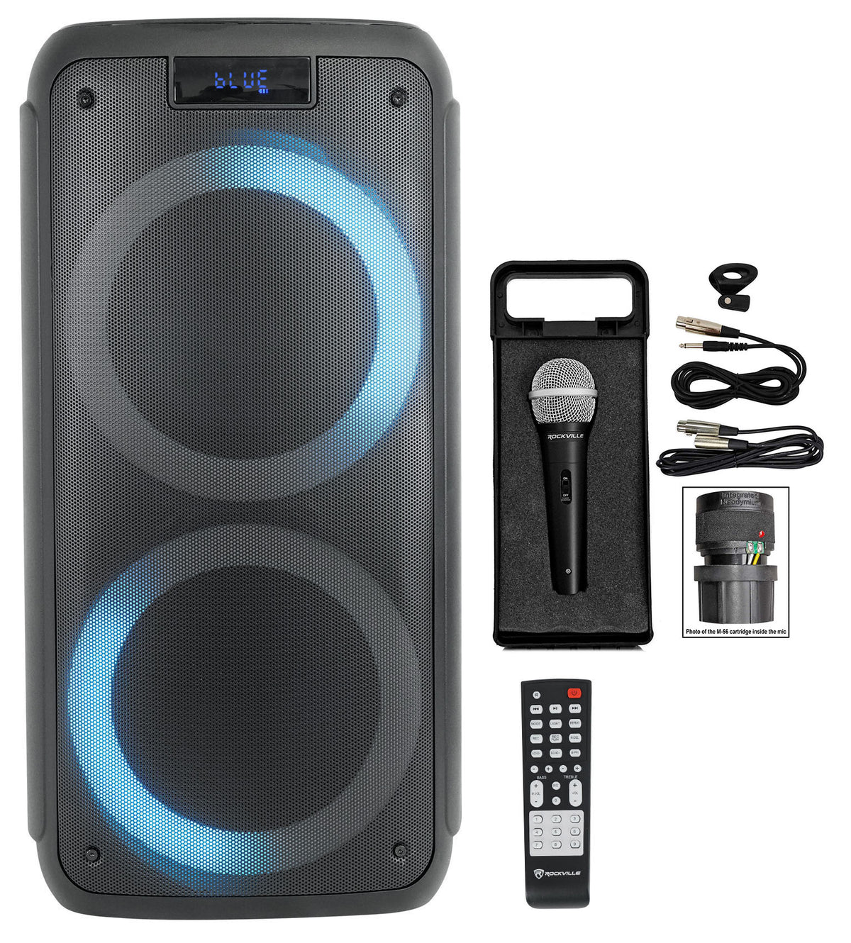 ROCK PARTY Dual 8" Wireless Rechargeable Karaoke Machine System w/Mic