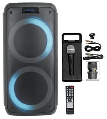 ROCK PARTY Dual 8" Wireless Rechargeable Karaoke Machine System w/Mic