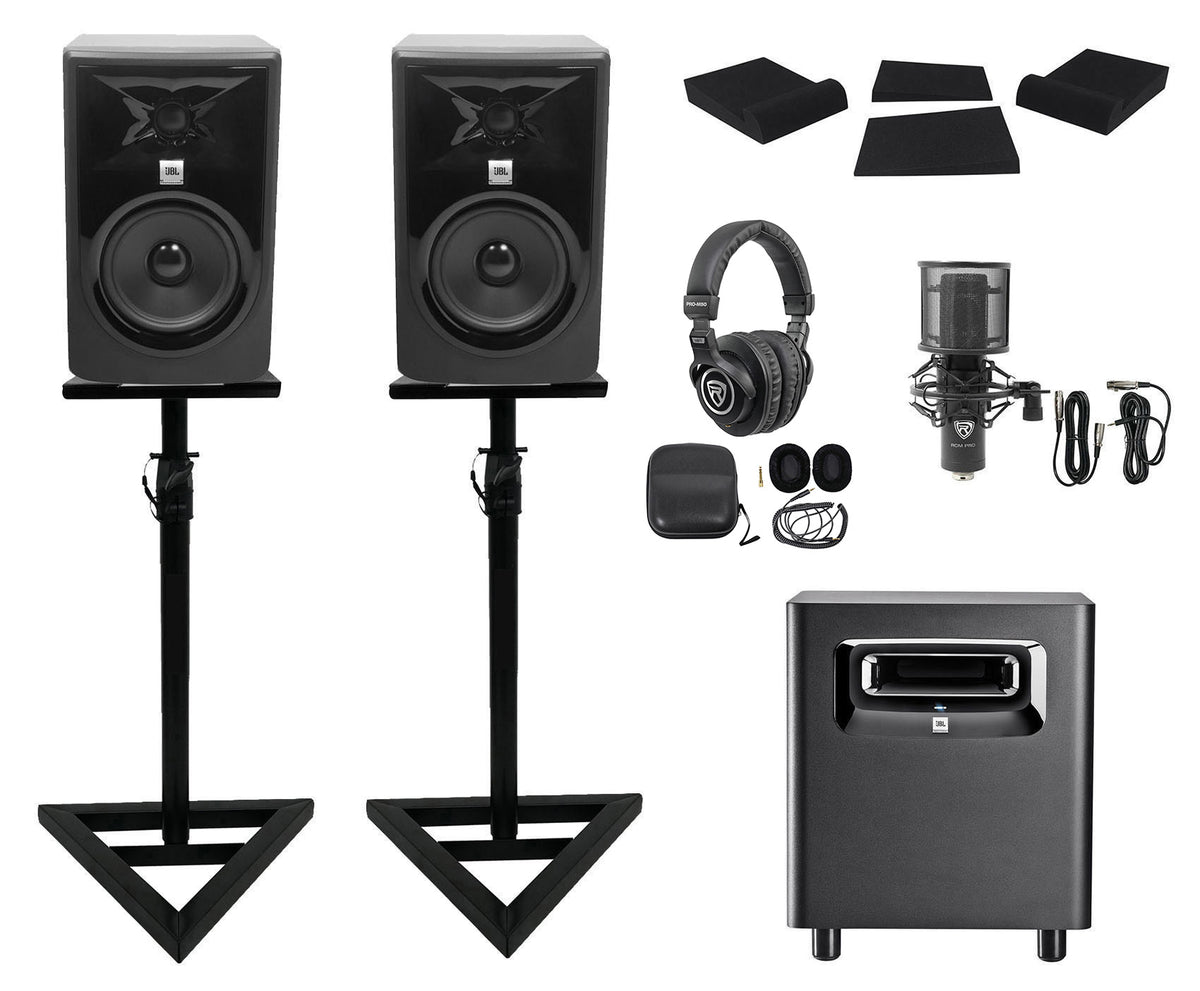 (2) 305P MkII Studio Bundle With Subwoofer, Headphones + Mic