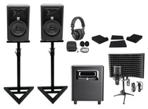 (2) 305P MkII Studio Bundle With Subwoofer, Headphones, Mic + Shield