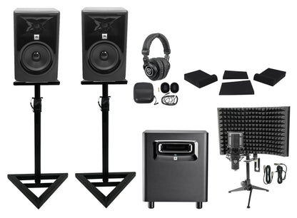 (2) 305P MkII Studio Bundle With Subwoofer, Headphones, Mic + Shield