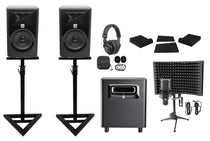 (2) 306P MkII Studio Bundle With Subwoofer, Headphones, Mic + Shield