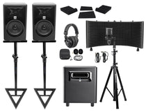 (2) 306P MkII Studio Bundle With Subwoofer, Mic, Vocal Shield + Stand
