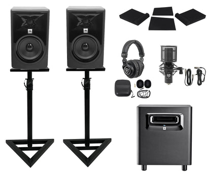 308P MkII 8" Studio Monitor Bundle with Subwoofer, Stands, Headphones & Microphone