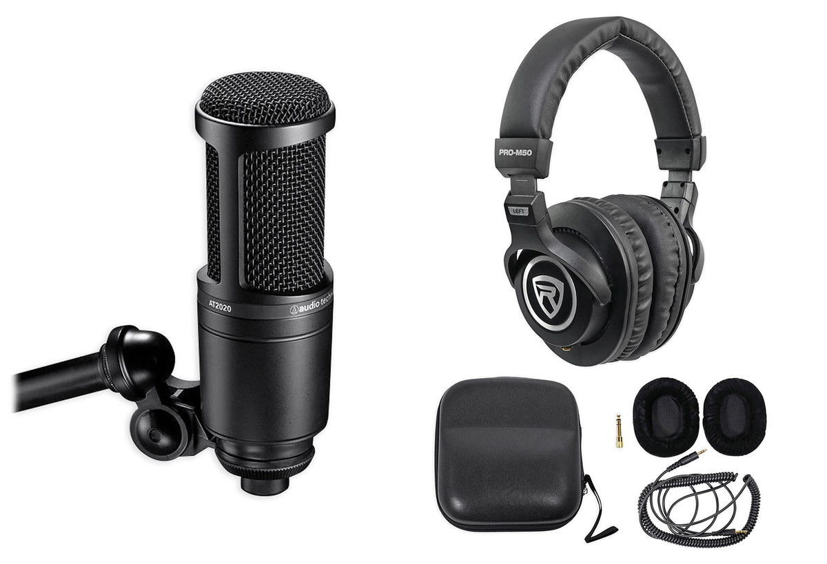 AT2020 Studio Microphone + Headphones