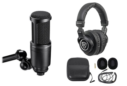 AT2020 Studio Microphone + Headphones