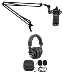 AT2050 Studio Microphone + Boom Arm + Headphones