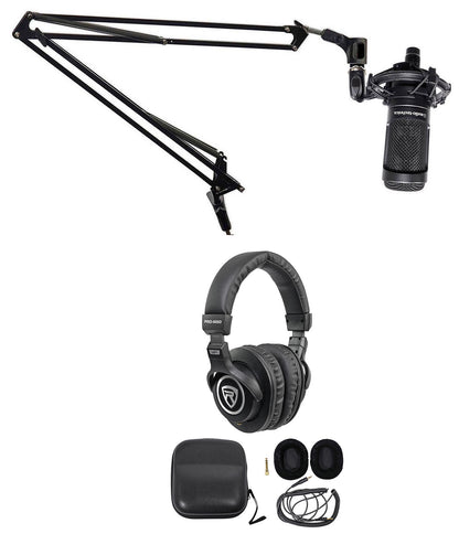 AT2050 Studio Microphone + Boom Arm + Headphones