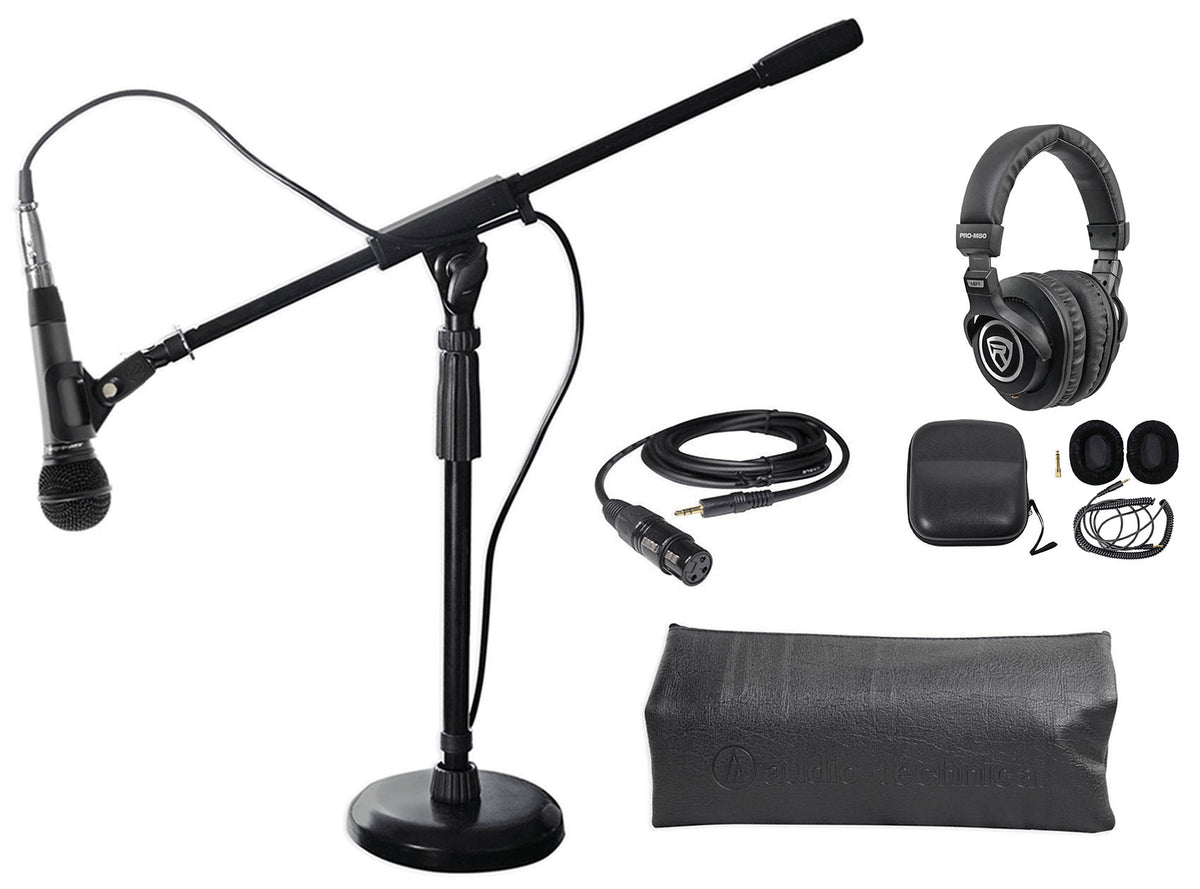 1-Person PC Podcasting Bundle with ATM410 Microphone, Desktop Stand and Headphones