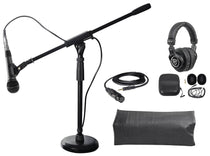 1-Person PC Podcasting Bundle with ATM410 Microphone, Desktop Stand and Headphones