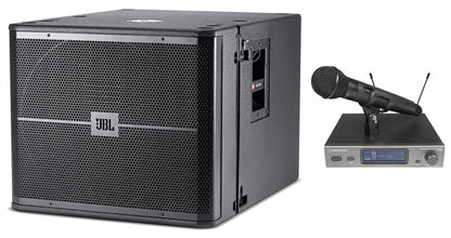 JBL VRX918SP Powered Active 18" 1500 Watt Subwoofer Sub w/DSP+Audio Technica Mic