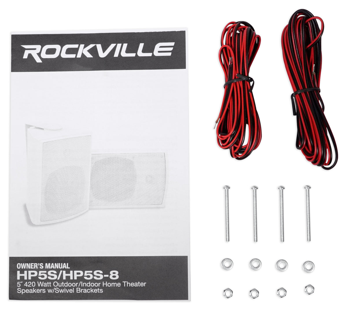 (2) Rockville HP5S-8 5.25" Outdoor/Indoor Home Theater Speakers w/Swivel Bracket