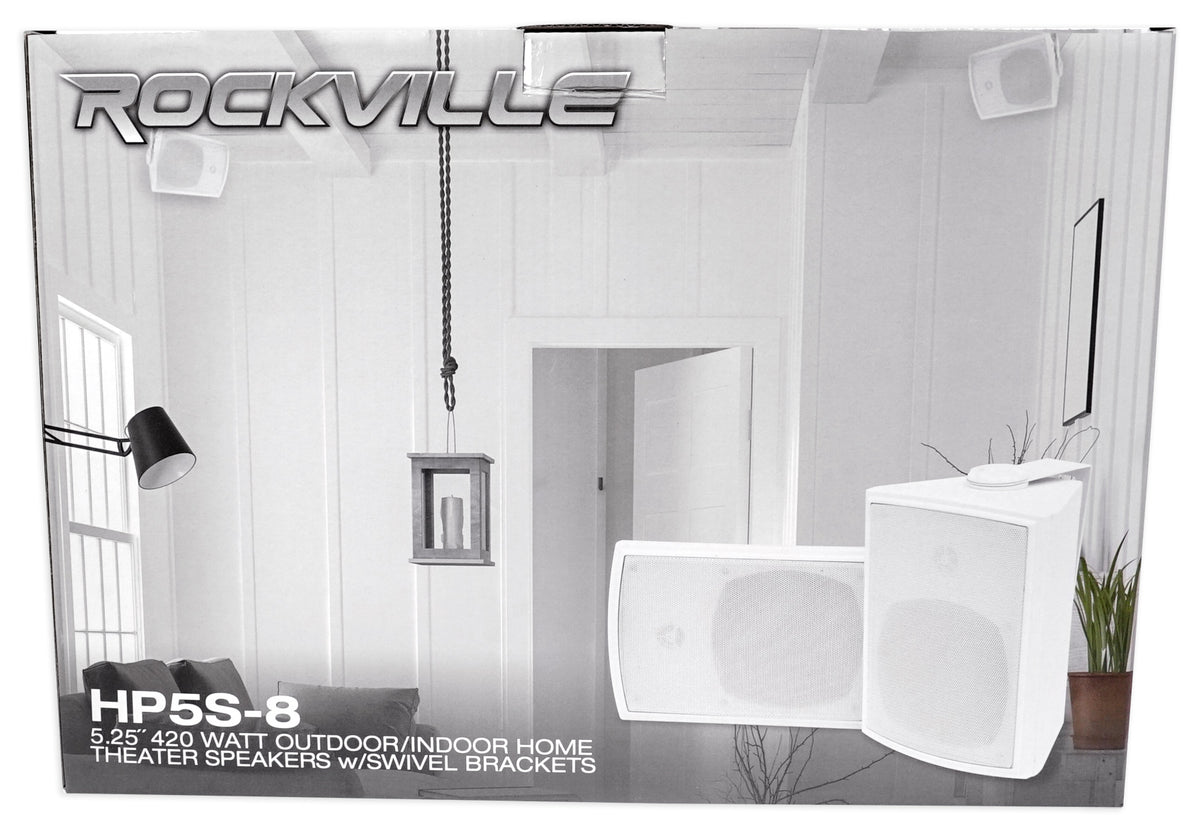 (2) Rockville HP5S-8 5.25" Outdoor/Indoor Home Theater Speakers w/Swivel Bracket