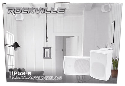 (2) Rockville HP5S-8 5.25" Outdoor/Indoor Home Theater Speakers w/Swivel Bracket
