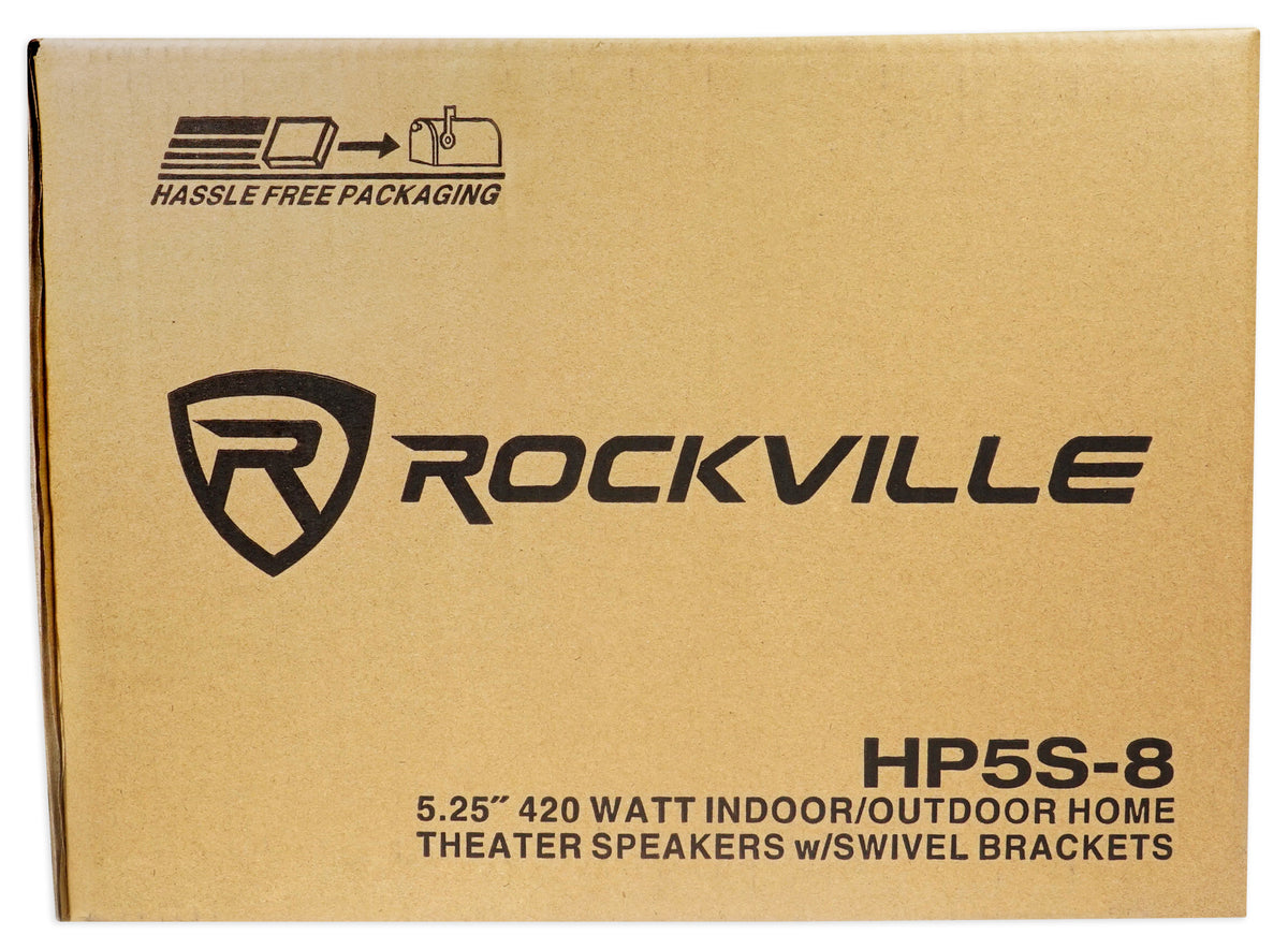 (2) Rockville HP5S-8 5.25" Outdoor/Indoor Home Theater Speakers w/Swivel Bracket