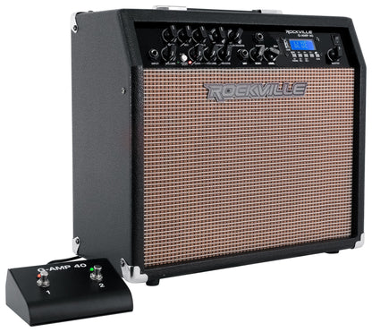 Rockville G-AMP 40 Guitar Combo Amplifier Amp Bluetooth/Mic In/USB/Footswitch