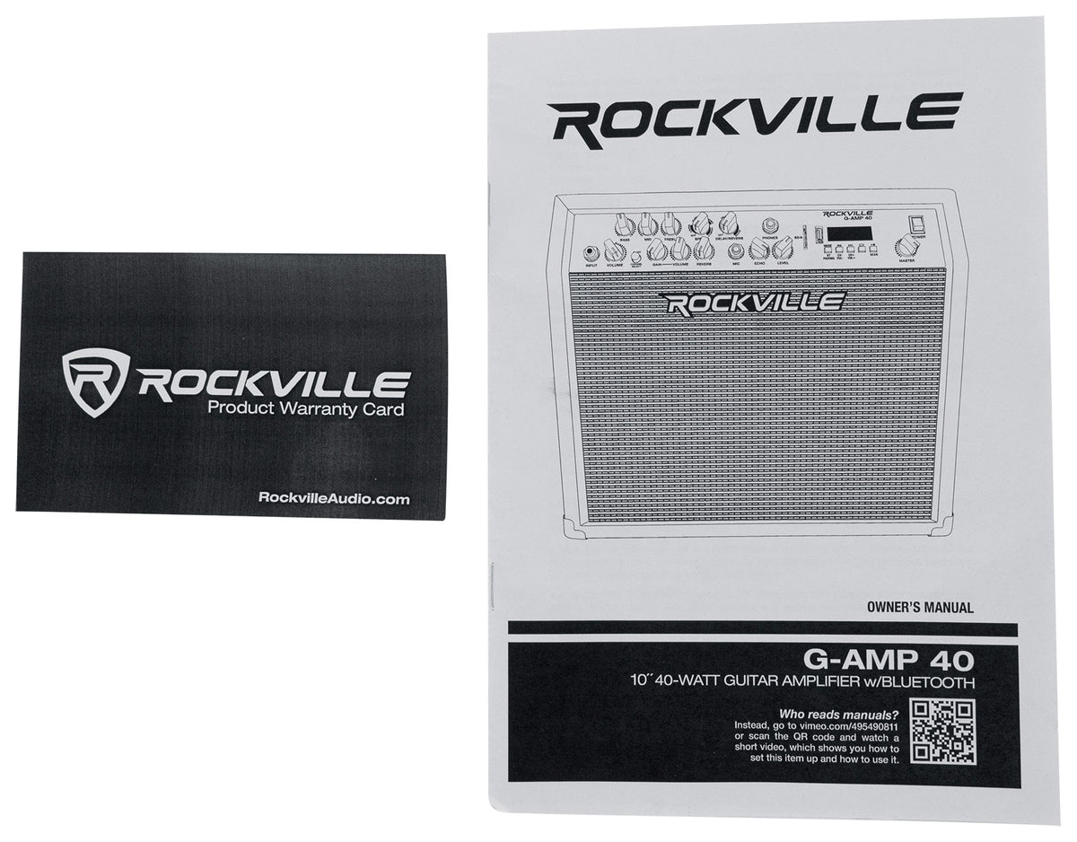 Rockville G-AMP 40 Guitar Combo Amplifier Amp Bluetooth/Mic In/USB/Footswitch