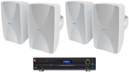 JBL VMA1120 Commercial/Restaurant Amplifier Mixer+(4) White 6.5" Wall Speakers