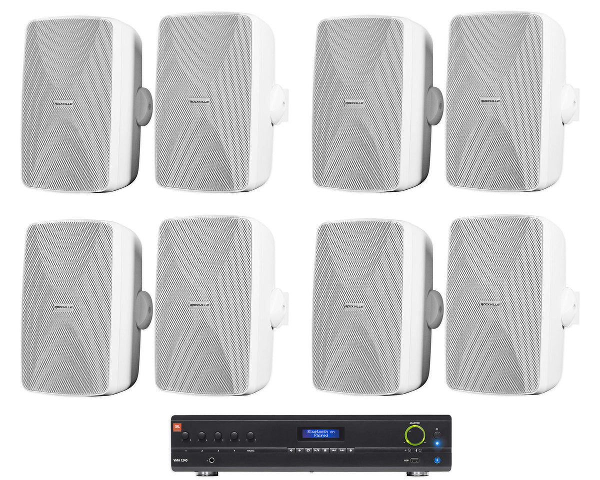 JBL VMA1240 Commercial/Restaurant Bluetooth Mixer/Amplifier+(8) Wall Speakers