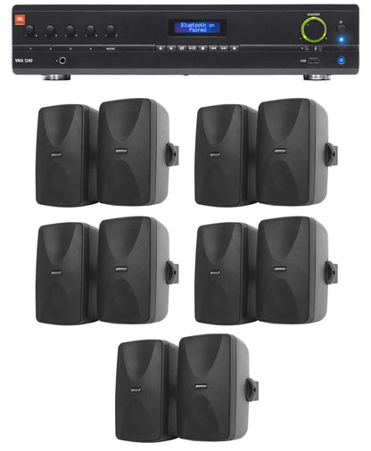 JBL VMA1240 Commercial/Restaurant 70v Bluetooth Mixer/Amplifier+10 Wall Speakers