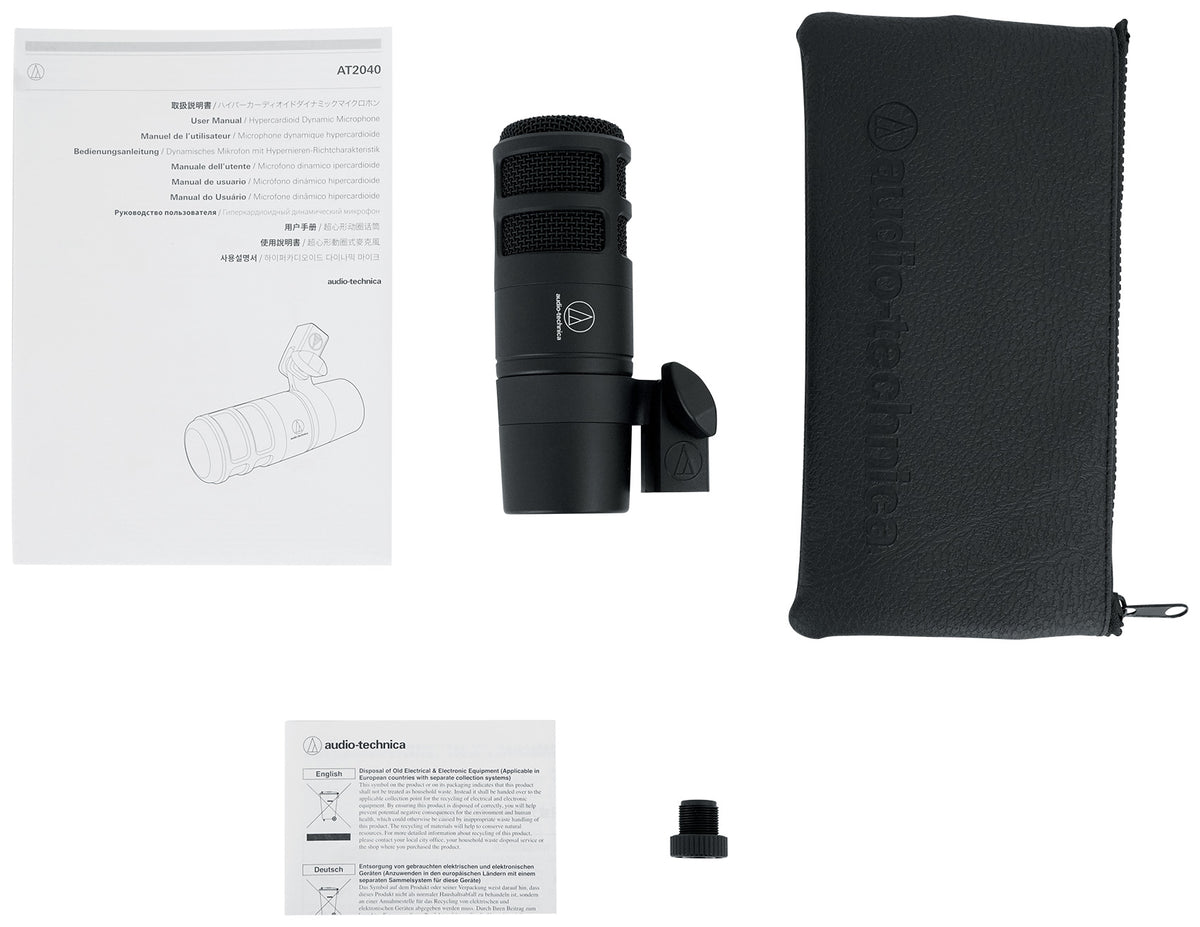 Audio Technica AT2040 Hypercardioid Dynamic Microphone Broadcast Podcast Mic