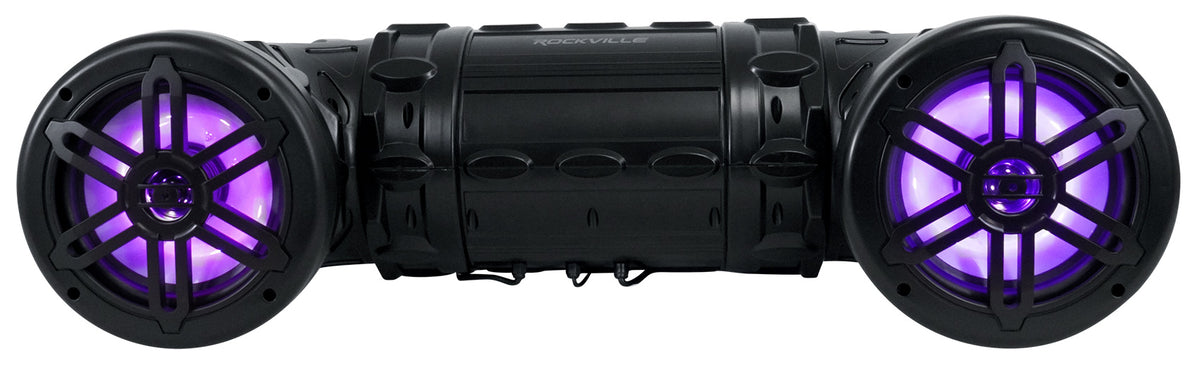 Rockville RATV80L Bluetooth Dual 8" Powered 600w ATV/UTV/Marine Speaker w/LED