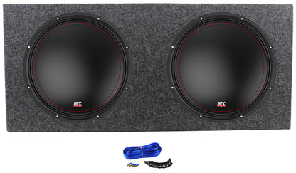 (2) MTX 3512-02 12" 500 Watt SVC 2-ohm Car Audio Subwoofers + Sub Enclosure Box