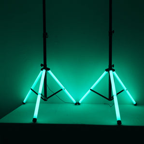 2) Rockville PARTY STAND LED DJ Tripod Speaker Stands+RGB Remote+Sound Activated