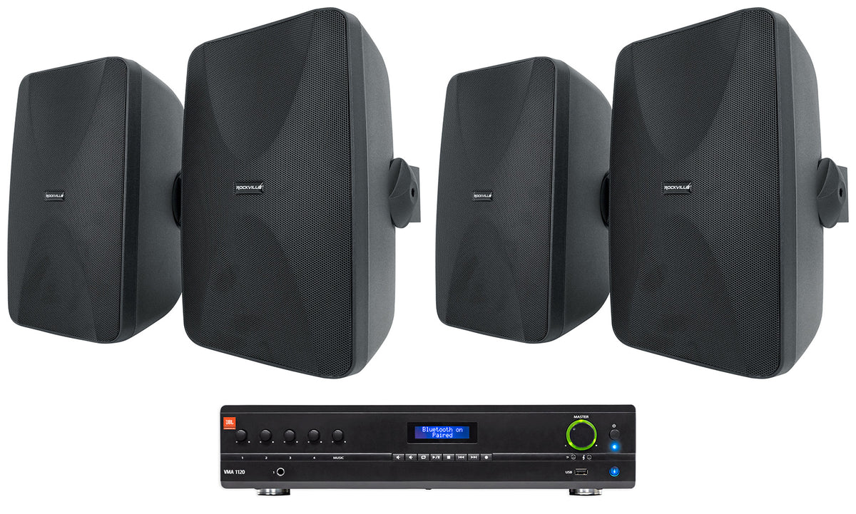VMA1120 Amplifier + (4) WET-6525B Black Wall Speakers Bundle
