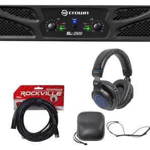 Crown Pro Audio XLi2500 1500 Watt 2 Channel DJ/PA Amplifier+Headphones+Cable