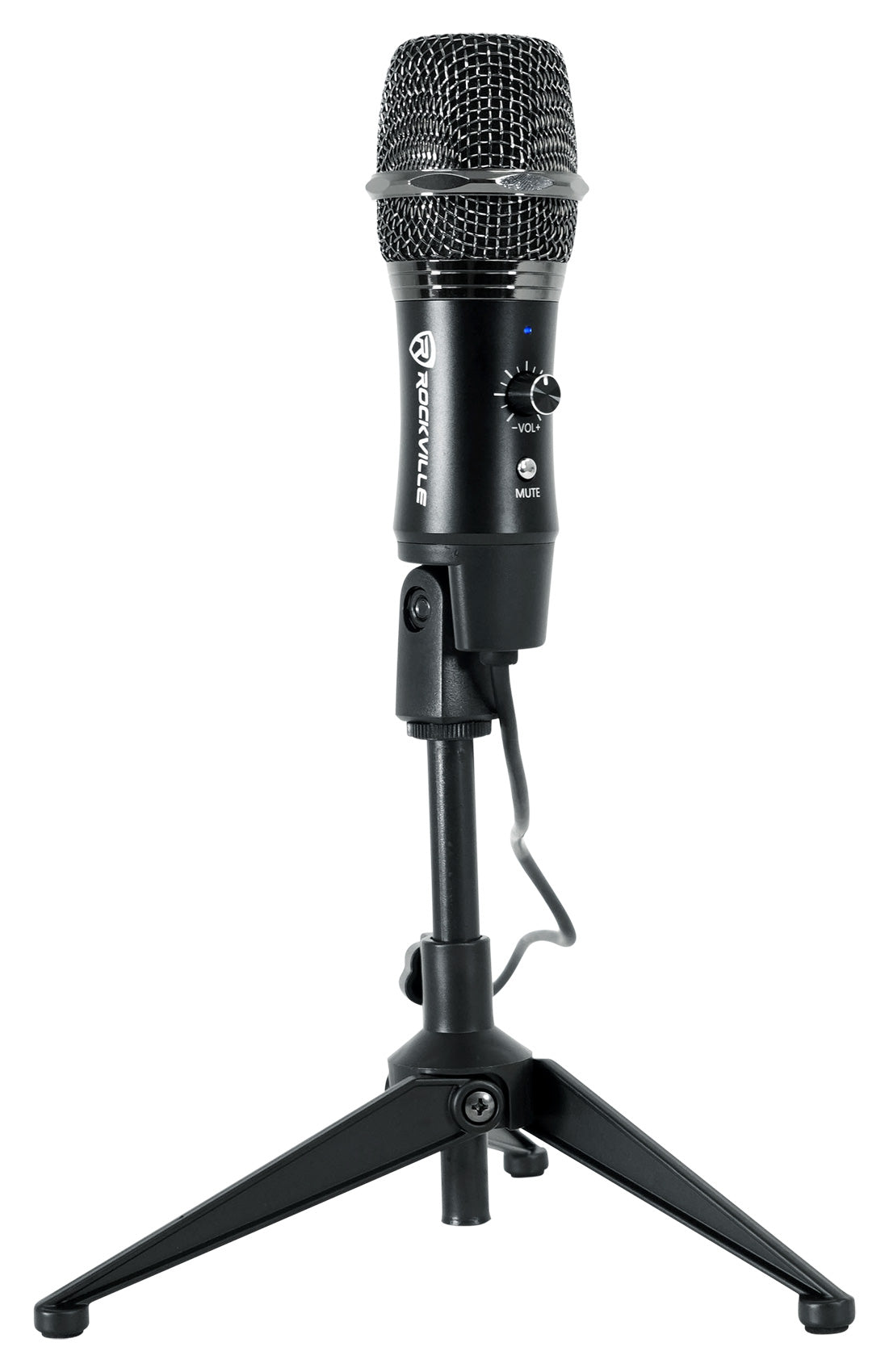 Rockville A-STREAM Live Streaming USB Microphone w Gain+Mute Control+Stand+Cable