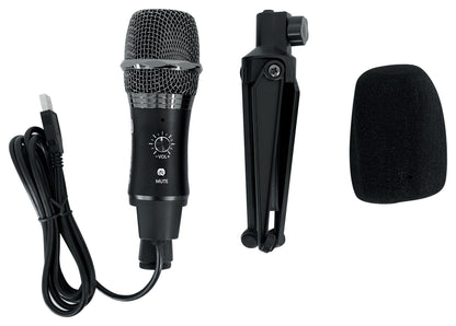 Rockville A-STREAM Live Streaming USB Microphone w Gain+Mute Control+Stand+Cable