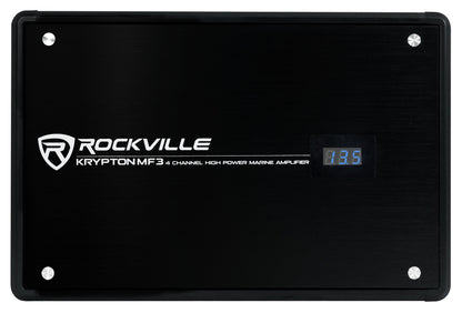 (4) 45KM84L 8" 1200W Marine LED Speakers, Black Pods + Amplifier + Kit