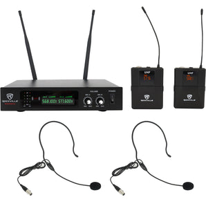 Rockville RWM81U Dual UHF Headset & Guitar Wireless Microphone System w/LCD