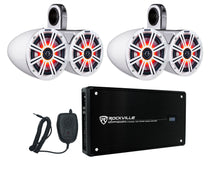 Pair Dual 43KM654LCW 6.5" 780W LED Wakeboard Speakers & 4-Channel Amplifier