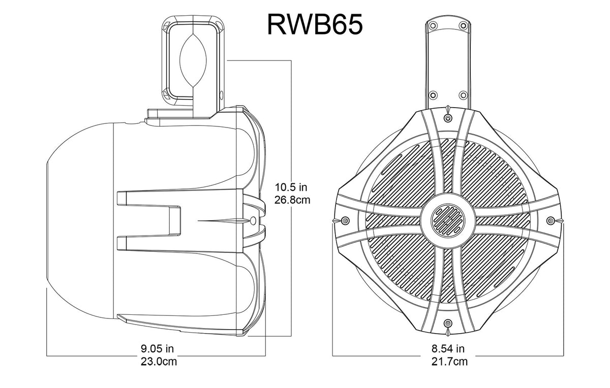 Pair Rockville RWB70B Black 6.5" 250w Marine Wakeboard 360° Swivel Tower Speakers