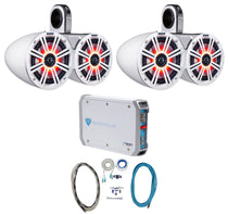 Pair Dual 43KM654LCW 6.5" 780W LED Wakeboard Speakers & 2-Channel Amplifier