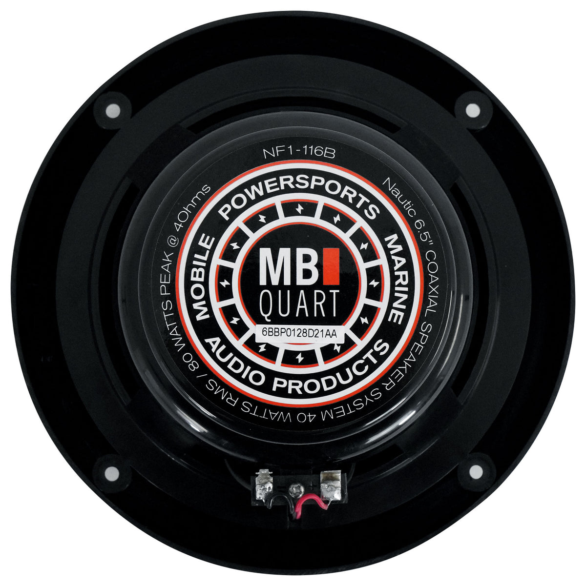 (2) MB QUART NF1-116B 6.5" 80 Watt Marine 2-Way Coaxial Black Speakers For Boat