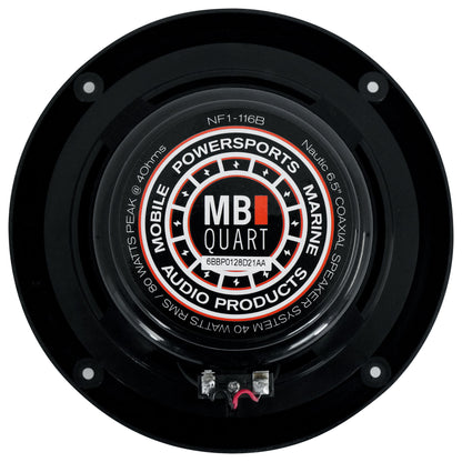 (2) MB QUART NF1-116B 6.5" 80 Watt Marine 2-Way Coaxial Black Speakers For Boat