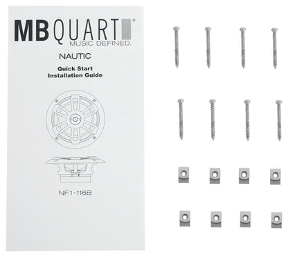 (2) MB QUART NF1-116B 6.5" 80 Watt Marine 2-Way Coaxial Black Speakers For Boat
