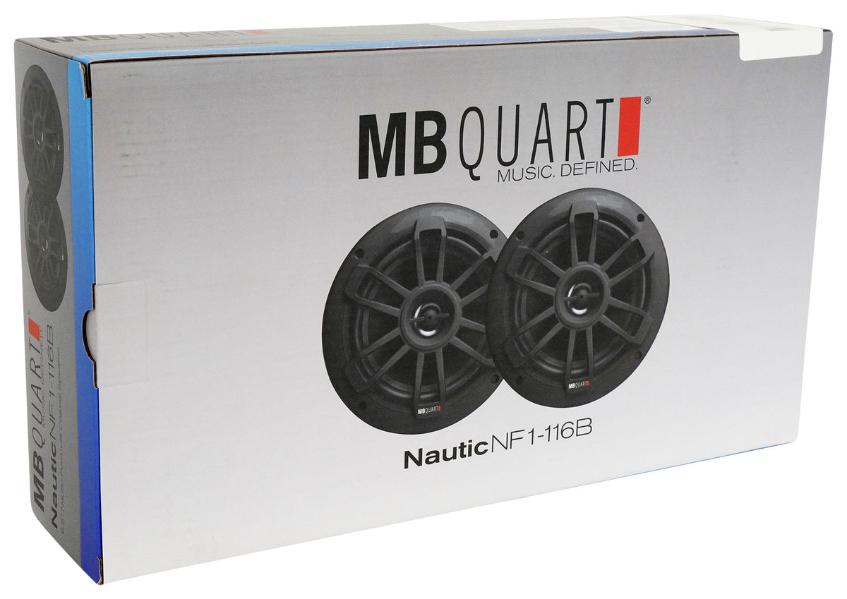 (2) MB QUART NF1-116B 6.5" 80 Watt Marine 2-Way Coaxial Black Speakers For Boat