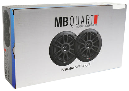 (2) MB QUART NF1-116B 6.5" 80 Watt Marine 2-Way Coaxial Black Speakers For Boat