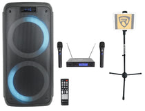 ROCK PARTY Dual 8" Karaoke Machine System+2 Wireless Mics+Tablet Stand