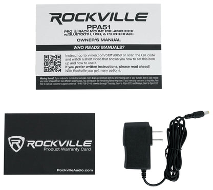 Rockville PPA51 Preamp Pro 1U Pre-Amplifier w/Bluetooth/USB/Computer Interface