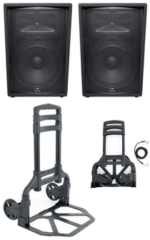 (2) JRX215 15" PA Speakers + GigMate Transport Cart