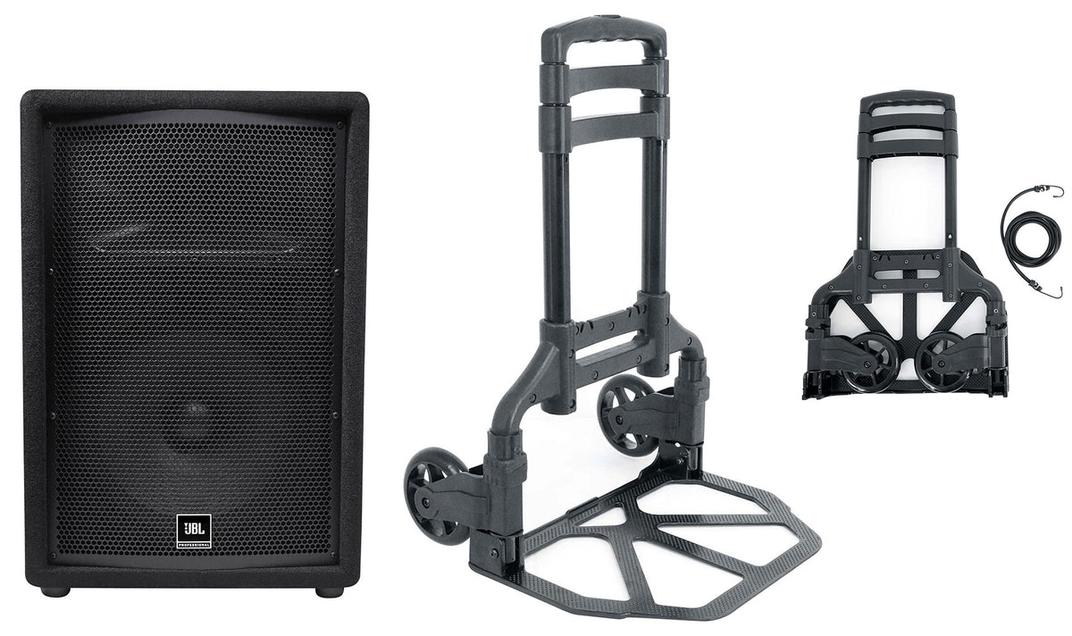 JBL JRX212 1,000 Watt 12" 2-Way DJ P/A Speaker Floor Wedge Monitor + Hand Truck