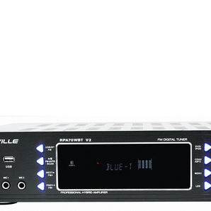 Rockville RPA70WBT V2 1000w 2-Ch USB Bluetooth Karaoke Amplifier/Mixer+(2) Mics