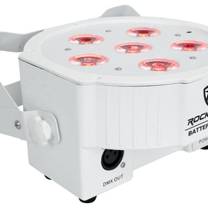 Rockville BATTERY PAR 61 White Rechargeable RGBWA+UV DMX DJ Wash Light+Remote
